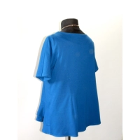 Elegancka Bluzka z falbankami idealna pod żakiet - chabrowa